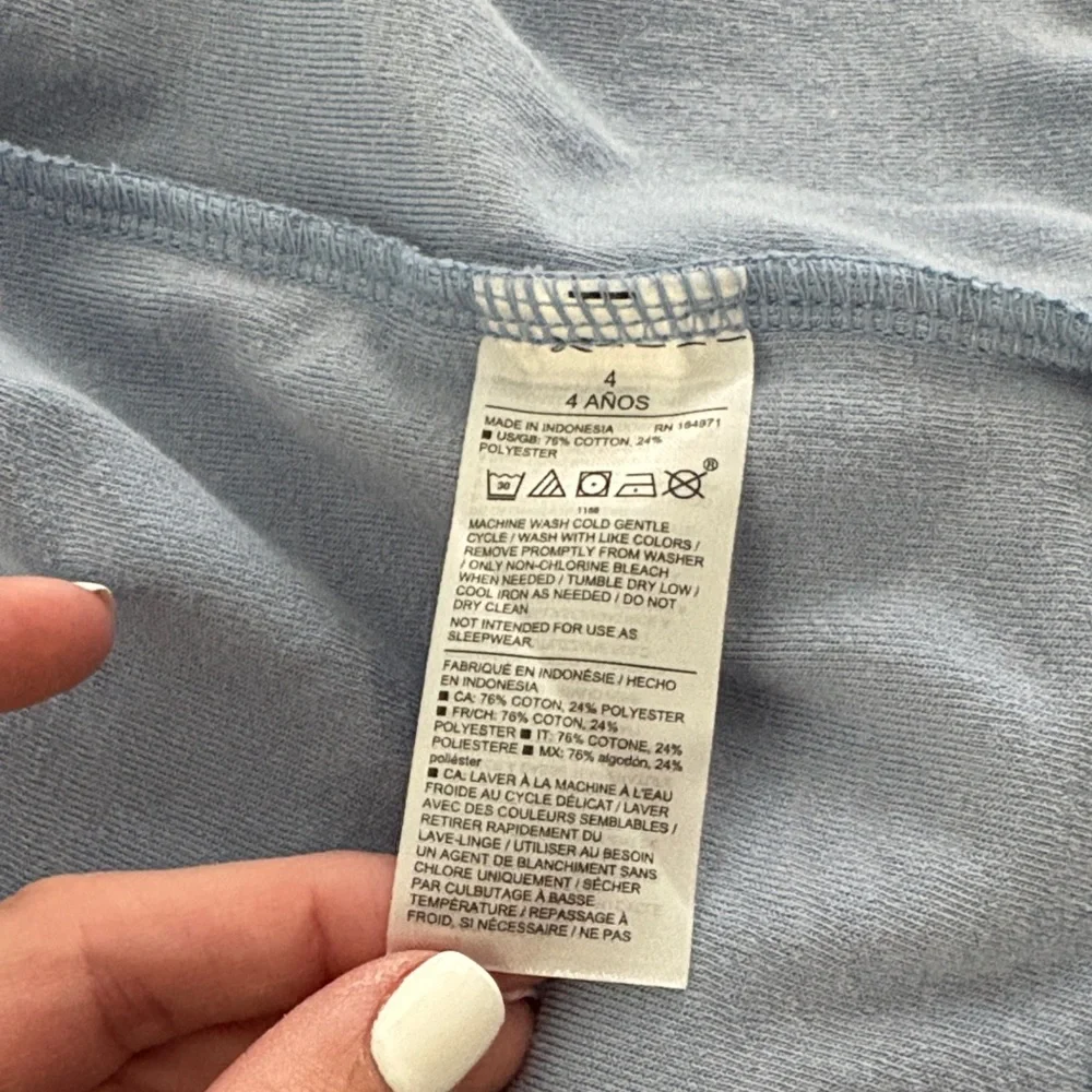 Janie and Jack Terry Shorts Set in Light Blue with Floral Leaf Pattern Size 4 - Picture 7 of 7